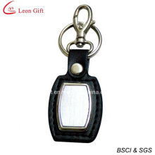 Hot Sale Laser Logo Leather Keychain with Metal Keychain (LM1441)